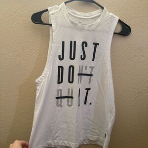 Nike Women's White Muscle Tee with Motivational Text